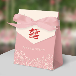 Ballotins Boîte de mariage élégante aux pivoines Double Bonh