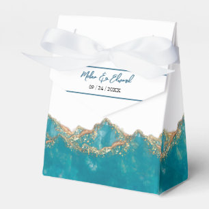 Ballotins Boîte de mariage en marbre bleu et or
