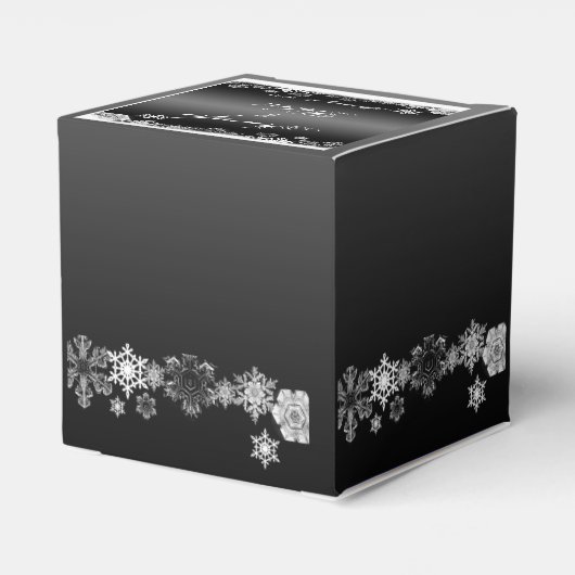 Ballotins Boîte de mariage Flocon de neige noir et blanc (Arrière)
