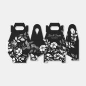 Ballotins Boîte de mariage florale noire et blanche (Déplié)