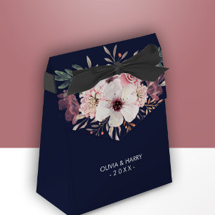 Ballotins Boîte de mariage florale personnalisée - Marine