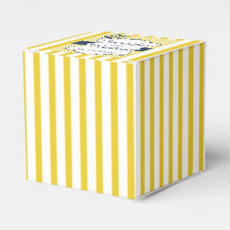 Ballotins Boîte de mariage moderne en bande bleue et jaune