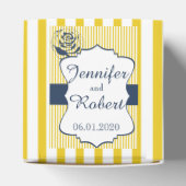 Ballotins Boîte de mariage moderne en bande bleue et jaune (Haut)