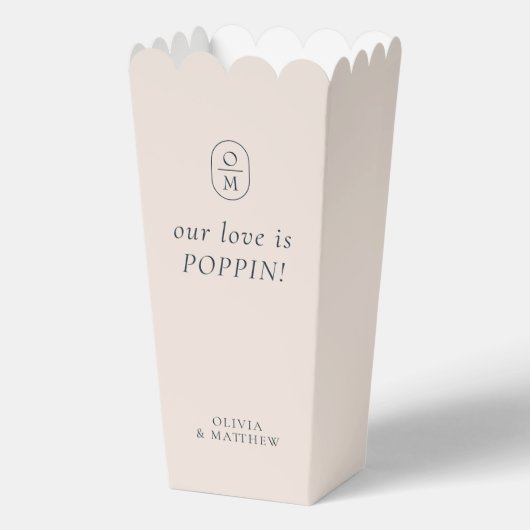 Ballotins Boîte de pop-corn à monogramme rose blush chic (Recto)