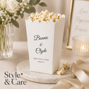 Ballotins Boîte de pop-corn blanc pour mariages et fêtes