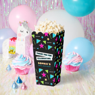 Ballotins Boîte de popcorn de fête d'anniversaire rétro néon