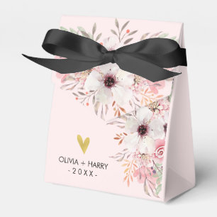 Ballotins Boîte de préférence Coeur Or Floral Personnalisé