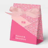 Ballotins Boîte de préférence de mariage rouge Rose géométri (Verso)
