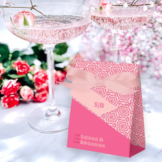 Ballotins Boîte de préférence de mariage rouge Rose géométri