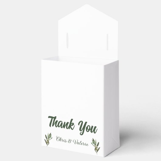 Ballotins Boîte de préférence Mariage vert olive (Ouvert)