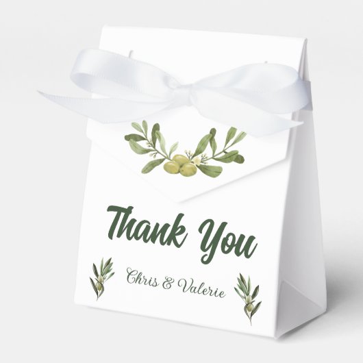 Ballotins Boîte de préférence Mariage vert olive (Verso)