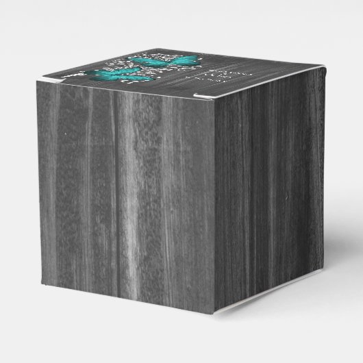 Ballotins Boîte de préférence pour papillon rustique turquoi (Verso)