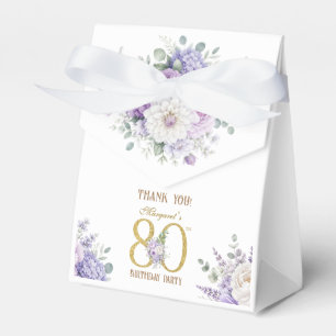 Ballotins Boîte Fleur Violet Poussiéreux Or pour 80e Anniver