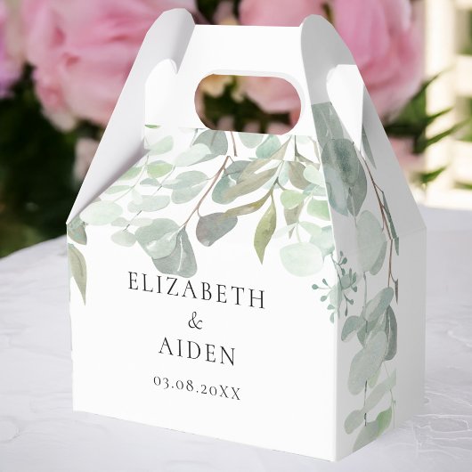 Ballotins Boîte Mariage Eucalyptus Geschenkschachtel