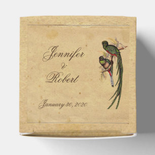 Ballotins Boîte vintage de mariage pour oiseaux Quetzal