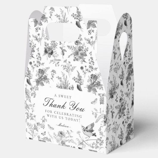 Ballotins Boîtes à dessert florales en toile de Jouy noire (Ouvert)