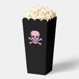 Ballotins Boîtes à pop-corn noir crâne rose