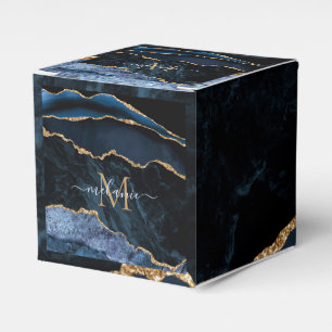 Ballotins Boîtes-cadeaux en marbre bleu or personnalisées av