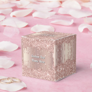 Ballotins Boîtes Cadeaux Pailletées Or Rose Texte Personnali