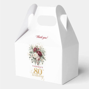 Ballotins Boîtes de cadeaux de 80e anniversaire Blush Burgun