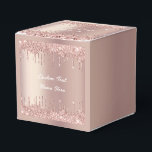 Ballotins Boîtes de cadeaux ou de faveurs personnalisées ave<br><div class="desc">Boîtes de faveurs personnalisées avec texte personnalisé, paillettes rose gold et gouttes scintillantes - Ajoutez votre texte unique ou supprimez le texte - Créez votre boîte à cartes / boîtes de cadeaux spéciale - Redimensionnez et déplacez ou supprimez et ajoutez du texte / des éléments avec l'outil de personnalisation. Conception...</div>