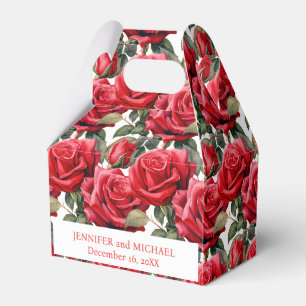 Ballotins Boîtes de Faveur à Aquarelle Roses Rouges