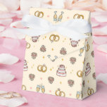 Ballotins Boîtes de faveur d'alliances de mariage lumineuses<br><div class="desc">Ajoutez une touche finale charmante à votre célébration avec ces adorables pochons de faveur sur le thème du mariage. Présentant un motif ludique de bagues de mariage de dessin animé mignonnes, de fleurs joyeuses et de verres à champagne qui tintent, ces pochons sont parfaits pour contenir de petits friandises, des...</div>