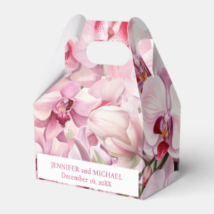 Ballotins Boîtes de Faveur d'Aquarelle d'Orchidées Roses