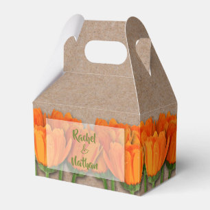 Ballotins Boîtes de faveur de Gable Kraft Tulipes Orange