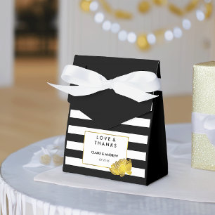 Ballotins Boîtes De Faveur De Mariage   Black Stripe & Gold 