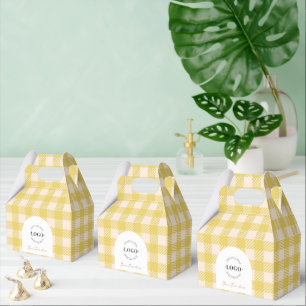 Ballotins Boîtes de faveur de mariage jaune en vichy preppy