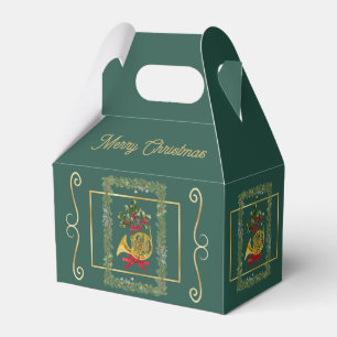 Ballotins Boîtes de faveur de Noël vert foncé en cor d'harmo