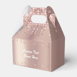 Ballotins Boîtes de Faveur Pailletées Or Rose avec Texte Per