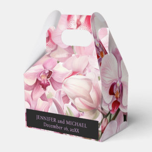 Ballotins Boîtes de faveurs à aquarelle noire et orchidées r