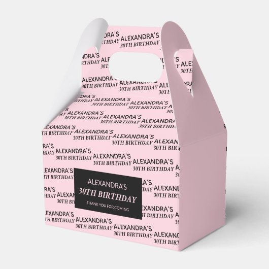 Ballotins Boîtes de faveurs d'anniversaire Rose Pâle Nom & Â (Verso)