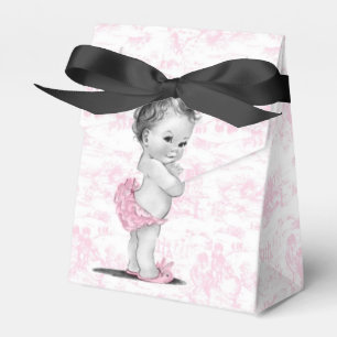 Ballotins Boîtes de faveurs de baby shower en toile rose
