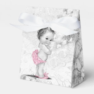 Ballotins Boîtes de faveurs de baby shower rose et gris doux