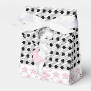 Ballotins Boîtes de faveurs de baby shower rose et noir Ador