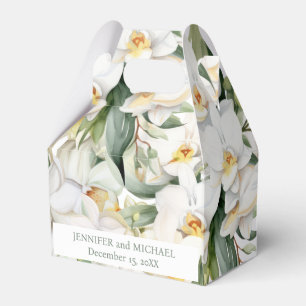 Ballotins Boîtes de faveurs florales de fleurs d'orchidées b