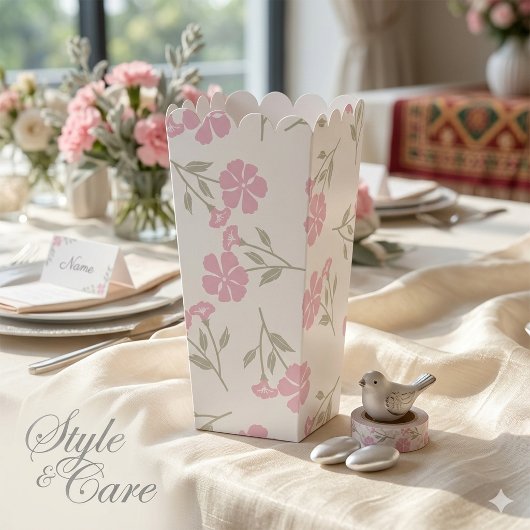Ballotins Boîtes de pop-corn florales rose profond chic pour