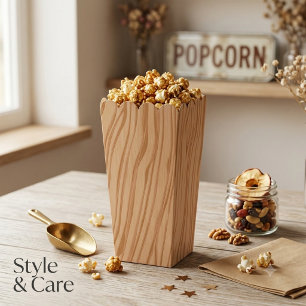 Ballotins Boîtes de Popcorn de Style Grain de Bois Pack de F