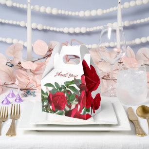 Ballotins Boîtes de Remerciement avec Roses Rouges et Poigné