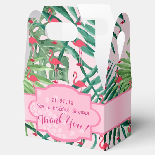Ballotins Boîtes personnalisées Gable Flamants roses de feui (Ouvert)