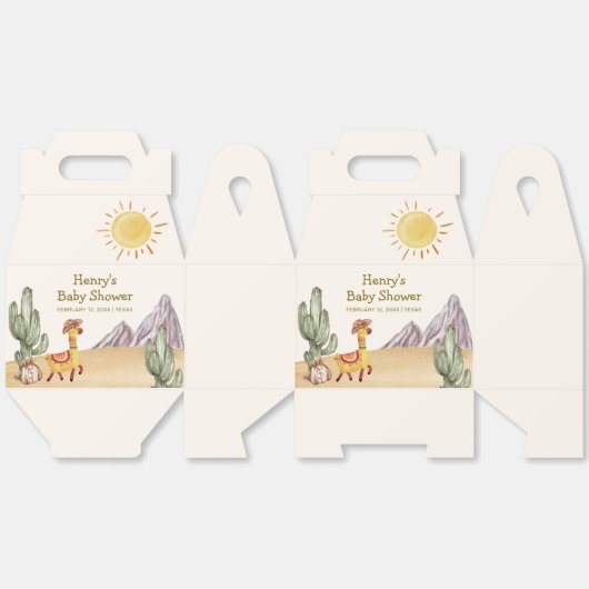 Ballotins Bonjour Baby Desert Cactus Llama Cowboy Baby showe (Déplié)