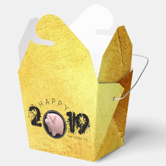 Ballotins Bonne année PIg 2019 Ballotin d'or 3D original à (Ouvert)