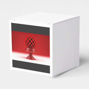 Ballotins Boule Mandy noire et rouge sur socle en rose métal