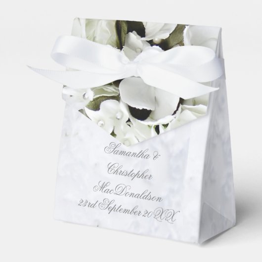 Ballotins Bouquet de fleurs blanches mariage romantique (Verso)