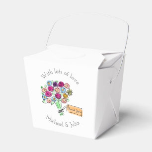 Ballotins Bouquet de fleurs illustré personnalisé Merci