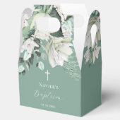 Ballotins bouquet vert blanc Ballotin de baptême (Ouvert)