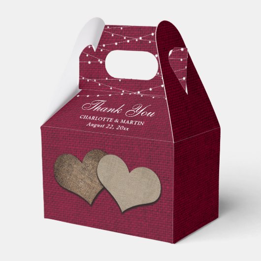 Ballotins Bourgogne Burlap Mariage de coeur Merci (Verso)